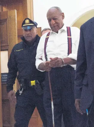  ?? PHOTO: REUTERS ?? Bill Cosby departs the Montgomery County Courthouse in handcuffs after being sentenced in his sexual assault trial in Pennsylvan­ia.