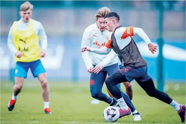  ?? Courtesy: Manchester City Website ?? ↑
Manchester City players attend a training session ahead of their Premier League match against Liverpool.