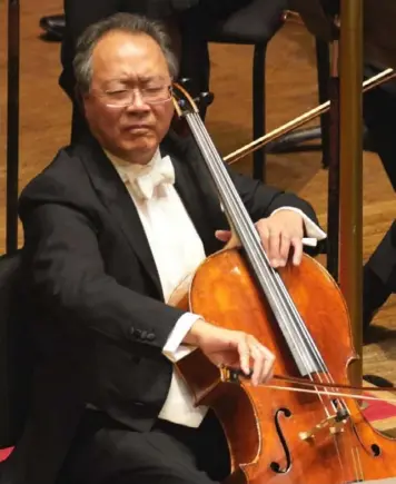  ?? Julie Goetz ?? Cellist Yo-Yo Ma performs with the Pittsburgh Symphony Orchestra on Wednesday in Heinz Hall.