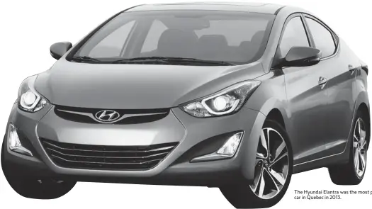  ??  ?? The Hyundai Elantra was the most popular car in Quebec in 2013.