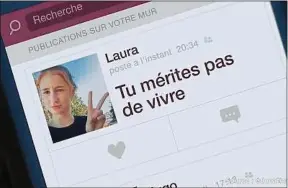  ??  ?? Capture d’écran de la vidéo d’une campagne anti-cyber-harcèlemen­t.