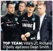  ??  ?? TOP TEAM: Villa’s JT, Richard O’kelly and boss Dean Smith