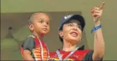  ?? BCCI ?? Shikhar Dhawan’s wife Ayesha Mukherjee with son Zoravar.