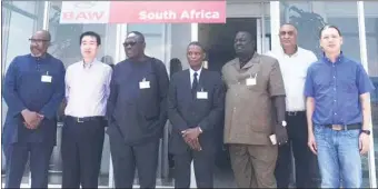  ??  ?? Director General, NADDC, Jelani Aliyu (middle) and other members of the delegation with top executives of BAW South Africa, during the visit of the Nigerians to the BAW plant in South Africa... recently