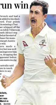  ?? REUTERS ?? With nine wickets, Australia pacer Mitchell Starc was Man of the Match in the first Test.