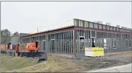  ?? Blake Silvers ?? Crews work on the structure of the new County Public Works Building, 116 Public Safety Drive.