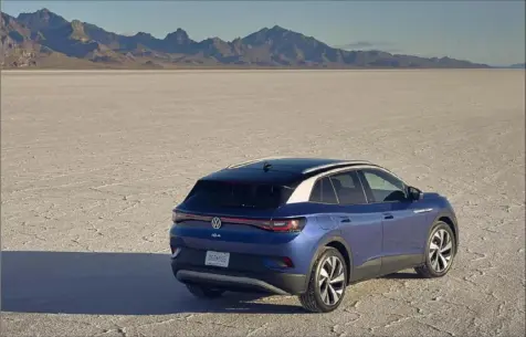  ?? Volkswagen photos ?? The 2021 Volkswagen ID.4 Pro uses a 201-horsepower electric motor to power the rear wheels but will have an all-wheel-drive version coming this fall.