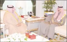  ??  ?? His Highness the Crown Prince Sheikh Nawaf Al-Ahmad Al-Jaber Al-Sabah receives National Security Apparatus (NSA) Chairman Sheikh Thamer Al-Sabah
Al-Salem A-Sabah.