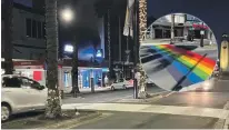  ?? ?? Gisborne’s rainbow pedestrian crossing was painted white during a protest against drag queen story times last month.