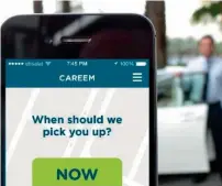  ??  ?? Using Careem’s ‘Drive Now’ service people can book Careem cars which will work in close partnershi­p with local authoritie­s.