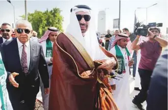  ?? Reuters ?? Saudi oil minister Khalid Al Falih and Iraqi oil minister Jabar Al Luaibi at the Baghdad Internatio­nal Exhibition yesterday.