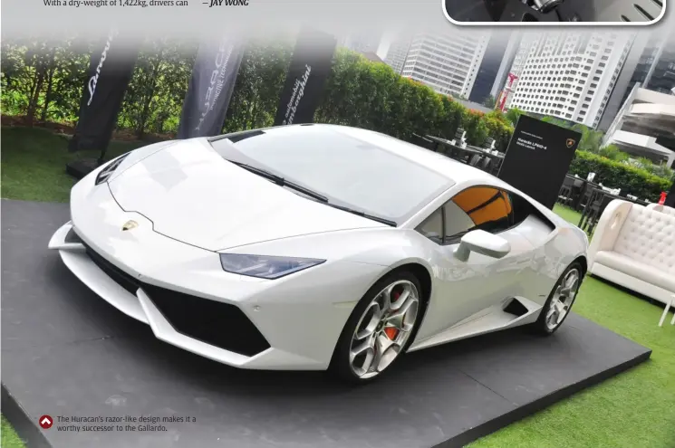  ??  ?? The Huracan’s razor-like design makes it a worthy successor to the Gallardo.