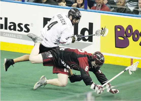  ?? IAN KUCERAK ?? Calgary defender Creighton Reid, right, has an unique perspectiv­e on the playoff history between the Roughnecks and the Colorado Mammoth, having played for both teams. “There’s going to be lots of people yelling and screaming. We’re definitely going...