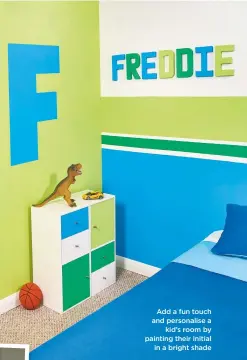  ??  ?? add a fun touch and personalis­e a kid’s room by painting their initial in a bright shade