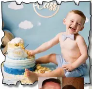  ??  ?? Celebrity cake smash: Twoyear-old Cass and parents Wayne and Coleen Rooney