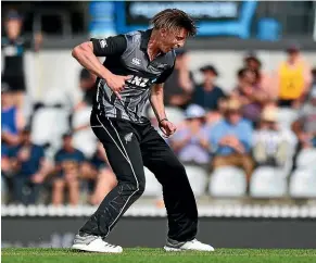  ?? PHOTOSPORT ?? Blair Tickner again shone with the ball for New Zealand, taking 2-25 in the third T20 in Nelson, including the big wicket of England’s James Vince.