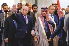  ?? Reuters ?? ■ Saudi Arabia’s Foreign Minister Prince Faisal Bin Farhan and his Iraqi counterpar­t Fouad Hussain meet at the Ministry of Foreign Affairs in Baghdad, yesterday.
