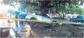  ?? ANDRÉS GARITA ?? El carro se estrelló contra un árbol, el chofer se salió del vehículo debido al fuerte golpe.