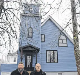  ??  ?? Michael Keen, left, and Jim Ferguson worked together to give Holy Trinity Anglican Church a new lease on life.