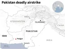  ?? AFP GRAPHIC ?? ▪ Map of Pakistan locating the town of Panjgur in southweste­rn Balochista­n province, near where Iran reportedly launched a deadly airstrike on Tuesday.