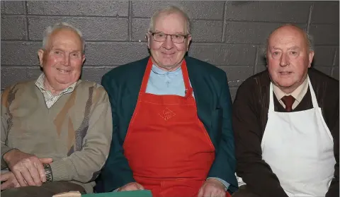  ??  ?? Pat Brennan, Ken Hemmingway and Aidan Quirke at the Active Retirement coffee morning and craft fair in the Astro Active Centre.