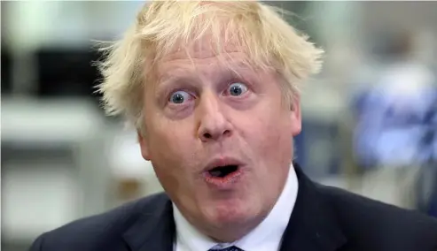  ?? ?? Britain's Prime Minister Boris Johnson at Thales weapons manufactur­er in Belfast, Monday May 16, 2022, during a visit to Northern Ireland