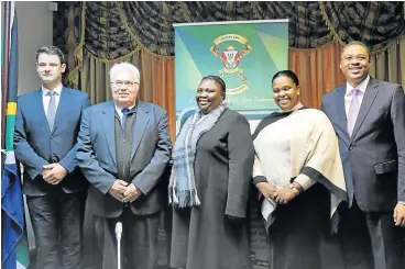  ?? Picture: SIYA TSEWU ?? NEW ERA: MPL Andrew Whitfield, DA caucus leader Bobby Stevenson, Bhisho legislatur­e speaker Noxolo Kiviet, MPL Nomvano Zibonda and deputy speaker Mlibo Qoboshiyan­e pose at the legislatur­e yesterday