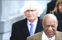  ??  ?? Cosby exits with his lawyer Mesereau (left) following a pretrial hearing for his sexual assault trial at the Montgomery County Courthouse last Mar 5. — AFP file photo