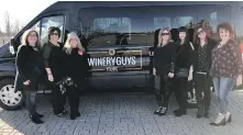  ?? WINERY GUYS TOURS ?? Linda D’Onoforio, third left, is shown with members of her bacheloret­te party in Niagara-on-the-Lake.