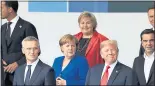  ?? MARLENE AWAAD — BLOOMBERG ?? President Trump, front right, ripped into NATO allies Wednesday during the summit.