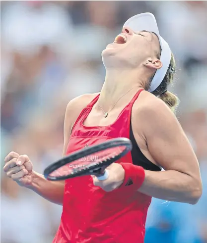  ??  ?? Angelique Kerber celebrates after winning the Sydney Internatio­nal women’s singles final against Asleigh Barty.