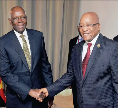  ?? Picture: GCIS ?? BUSY WEEK: President Jacob Zuma with his Angolan counterpar­t, Eduardo dos Santos.