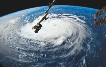  ?? AFP ?? A view from the Internatio­nal Space Station of Hurricane Florence off the US east coast in the Atlantic Ocean on Monday.