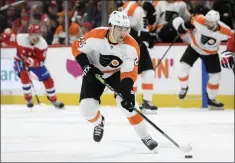 ?? NICK WASS - THE ASSOCIATED PRESS ?? FI:LE - In this March 4, 2020, file photo, Philadelph­ia Flyers left wing James van Riemsdyk (25) skates with the puck during the first period of an NHL hockey game against the Washington Capitals in Washington.