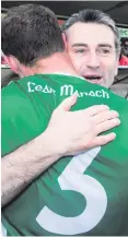  ??  ?? Joy day: Fermanagh manager Rory Gallagher laps up victory