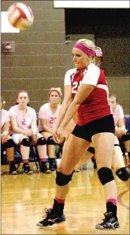  ?? MARK HUMPHREY ENTERPRISE-LEADER ?? Bethany Doty has gamely contribute­d to the Lady Cardinal volleyball team despite playing with pain.