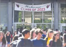  ?? File / ?? Students are dismissed on the first day of school at Greenwich High School onAug. 29.