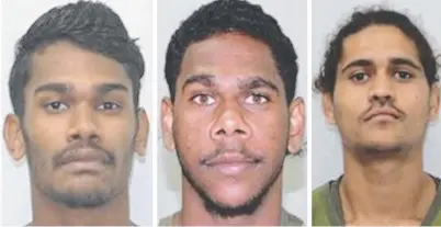  ?? ?? Three escapees from Townsville Correction­al Centre (Male Farm). Picture: QCS