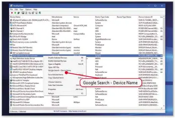  ??  ?? Right-click a device’s name in Devmanview to carry out a Google search for it