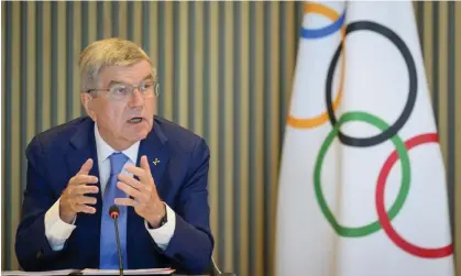  ?? Thomas Bach took aim at ‘aggressive statements’ from the Russian government. Photograph: Laurent Gilliéron/AP ??