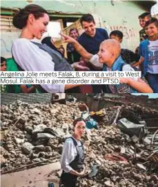  ?? Photos by AFP, Reuters and Rex Features ?? Angelina Jolie meets Falak, 8, during a visit to West