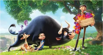  ??  ?? Ferdinand shows his love of all things floral in the new animated “Ferdinand.” | TWENTIETH CENTURY FOX