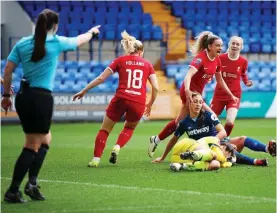  ?? ?? Red star: Leanne Kiernan of Liverpool celebrates her goal