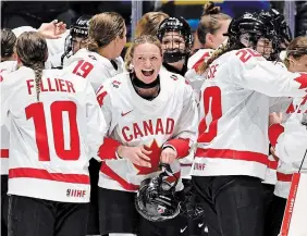  ?? TROY PARLA GETTY IMAGES ?? Burlington’s Renata Fast reacts after winning the women’s world hockey championsh­ip on Sunday.