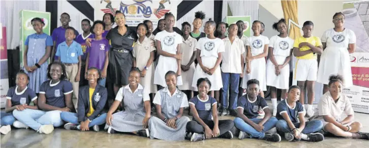  ?? ?? Director of Amazing Concrete Finishes Limited Angela Amir (middle row, 4th left) shares a photo opportunit­y with representa­tives from participat­ing schools during a recent press launch.