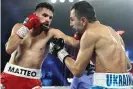  ??  ?? José Ramírez lands a punch during his win over Viktor Postol in September 2020. Photograph: Mikey Williams/Top Rank Inc/ Top Rank/Getty Images