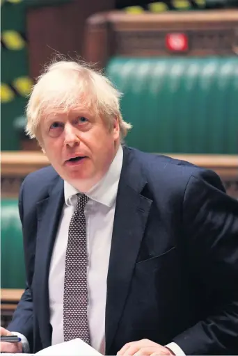  ??  ?? Commons: Boris Johnson speaking during Prime Minister’s Questions in the House of Commons yesterday