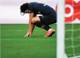  ??  ?? Edinson Cavani is doubtful for PSG’s Champions League encounter with Manchester United tomorrow after injuring a hip tendon while scoring from the penalty spot against Bordeaux on Saturday