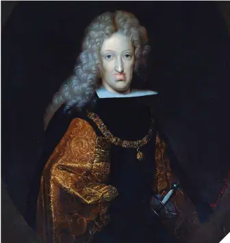  ??  ?? Sobre estas líneas, un retrato de Carlos II, obra del pintor Wilhelm Humer.A la izquierda, Luis XIV, el Rey Sol, casado en 1660 con María Teresa de Austria, hija de Felipe IV. Su influencia en la corte de Carlos II fue muy notoria.