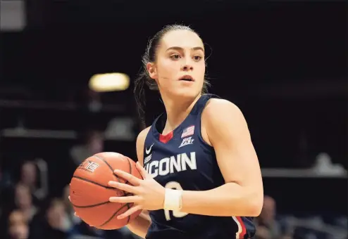  ?? AJ Mast / Associated Press ?? UConn’s Nika Muhl will be one of just three healthy guards on the roster this weekend.